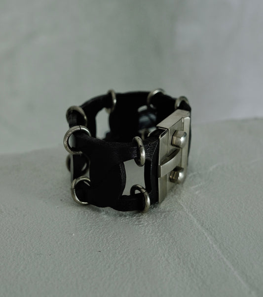 L Gianfranco Ferré Industrial Leather & Metal Cuff (circa 2000)