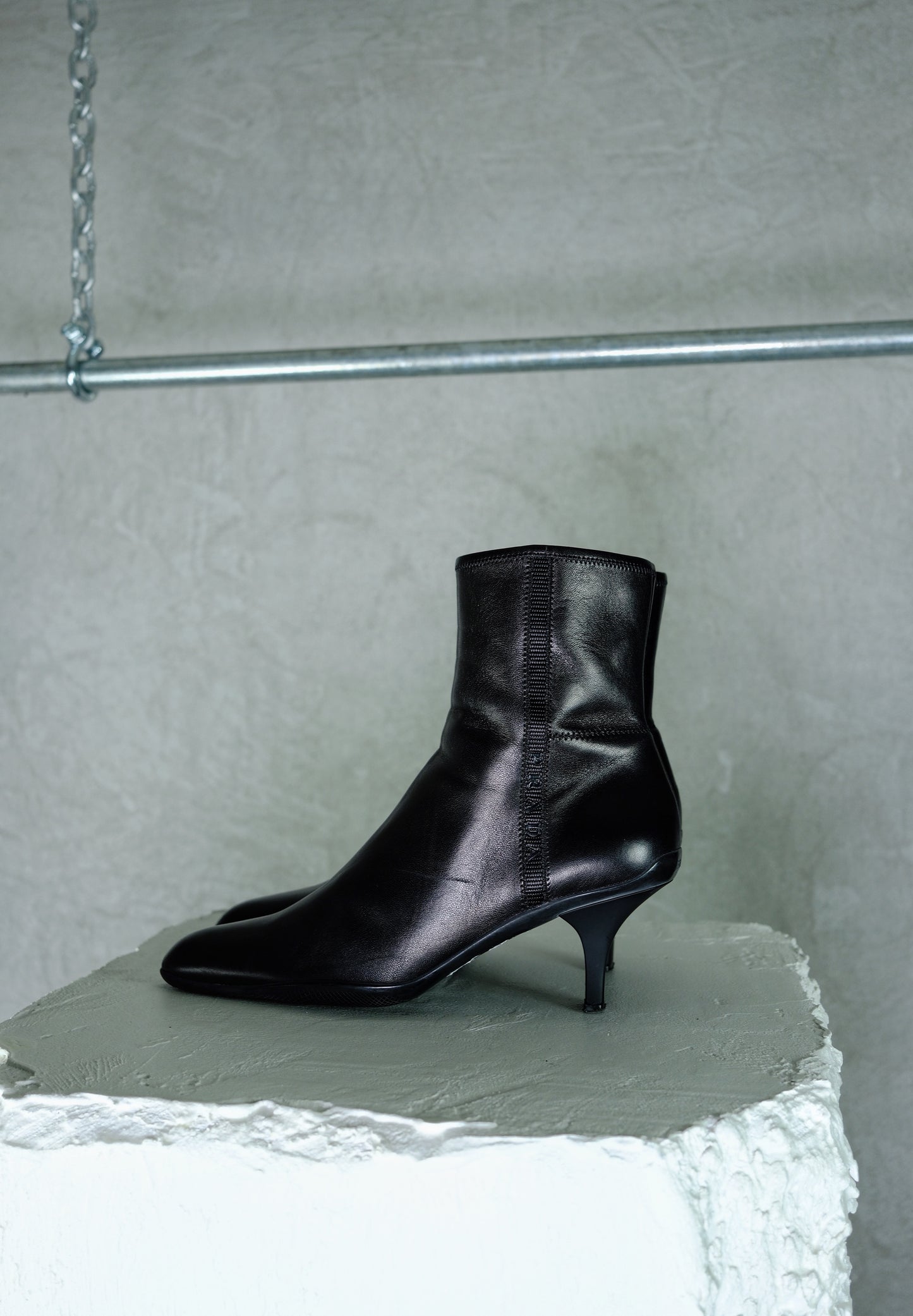 Prada Mid-Height Stiletto Heel Leather Boots (Early 2000s)