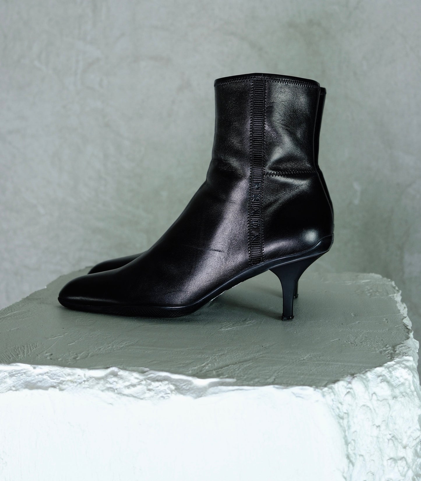 Prada Mid-Height Stiletto Heel Leather Boots (Early 2000s)