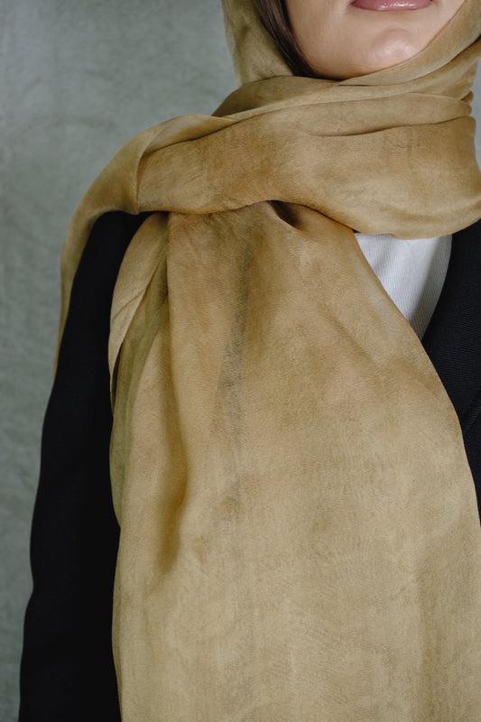 Issey Miyake Silk Scarf – Light Brown Made in Japan (1990s)