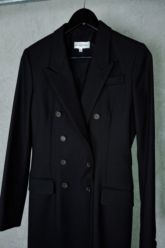 “Le Dix Balenciaga Paris” Double-breasted Tailored Long Coat