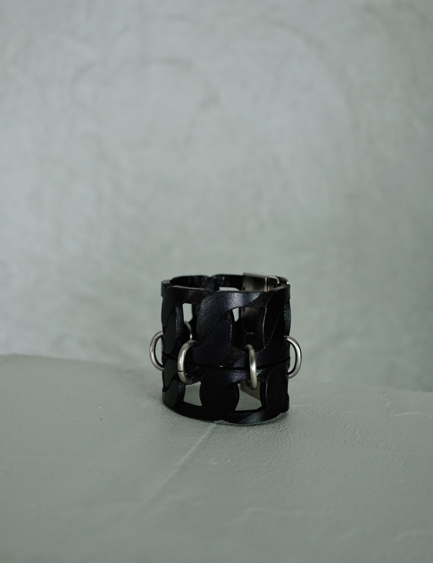 XL Gianfranco Ferré Industrial Leather & Metal Cuff (circa 2000)