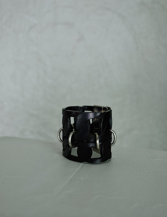 XL Gianfranco Ferré Industrial Leather & Metal Cuff (circa 2000)