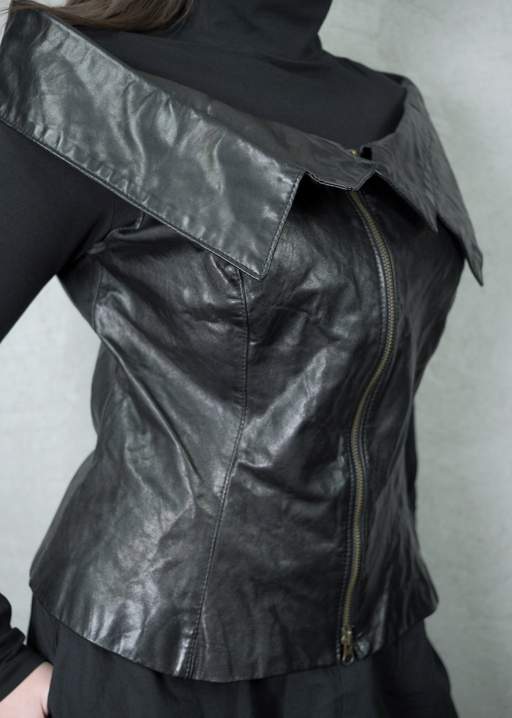 Ivan Grundahl Oversized Collar Calf Leather Vest