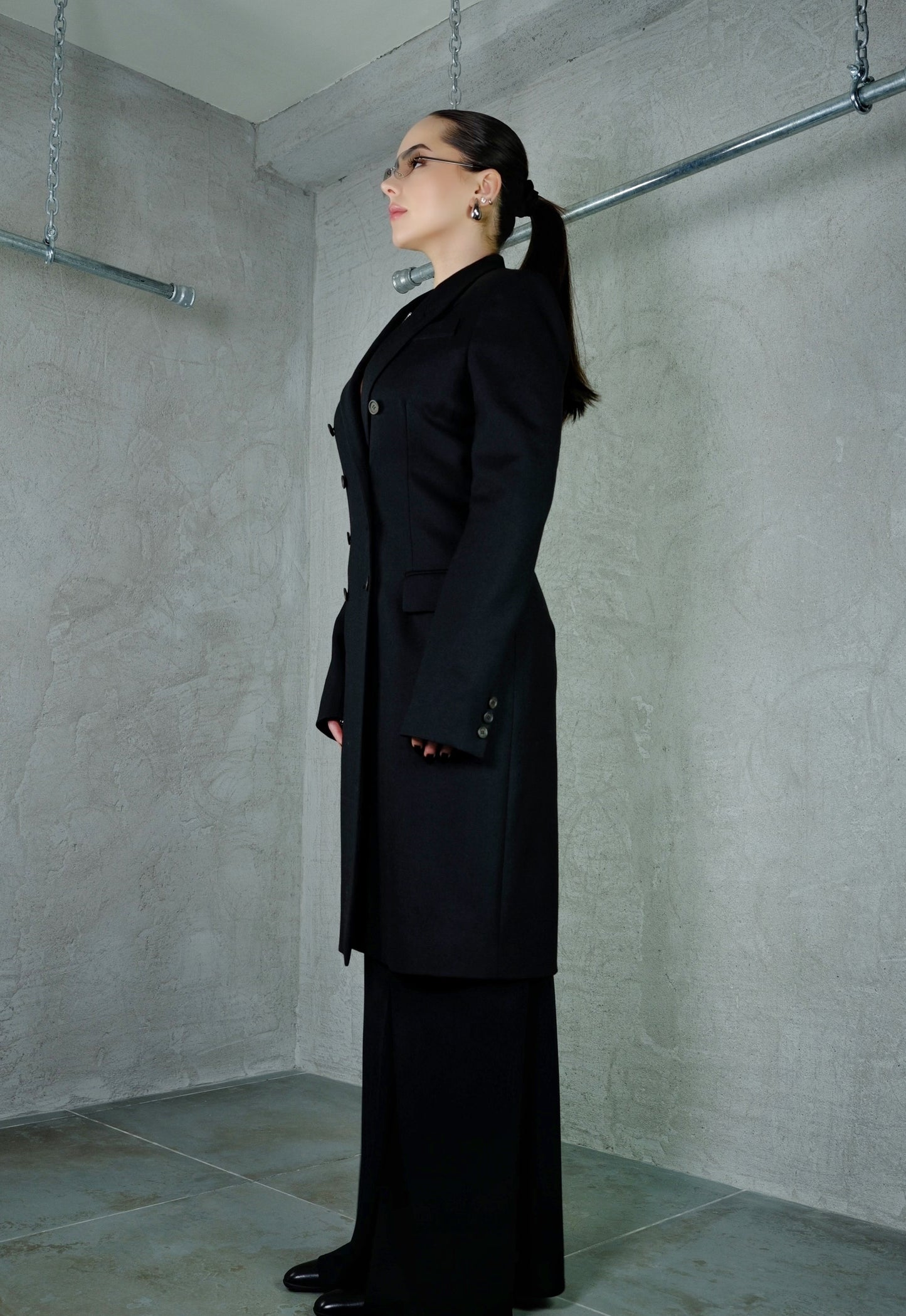 “Le Dix Balenciaga Paris” Double-breasted Tailored Long Coat