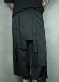 Layered Asymmetric Wide-Leg Trousers