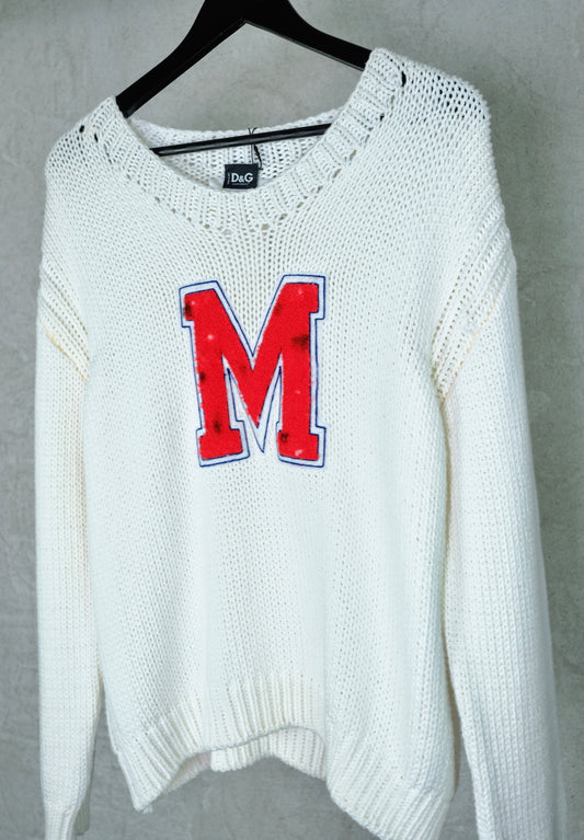 D&G by Dolce & Gabbana 2001 “M Varsity” Knit Sweater