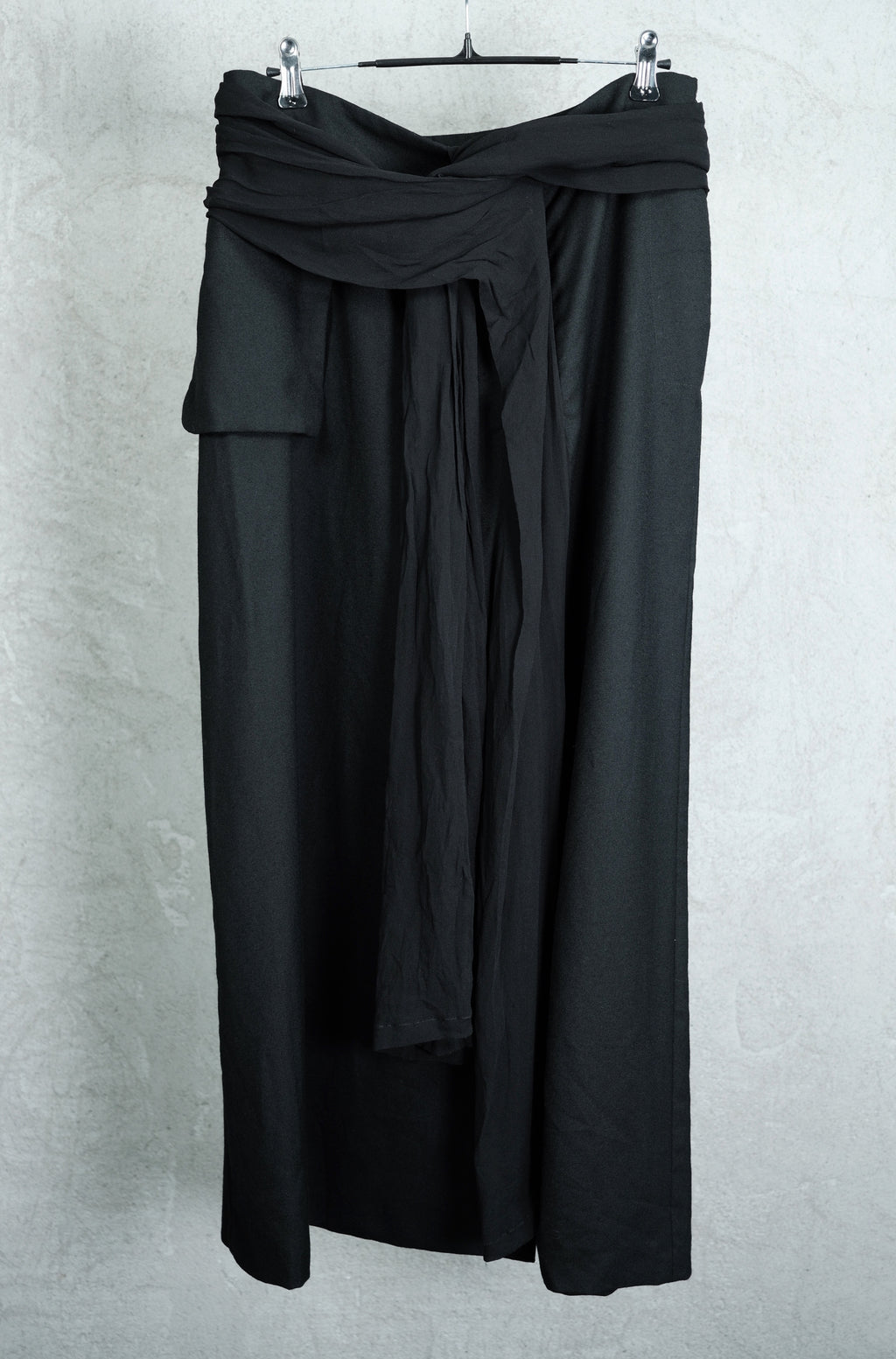 Yohji Yamamoto Wool Skirt with Integrated Silk Scarf