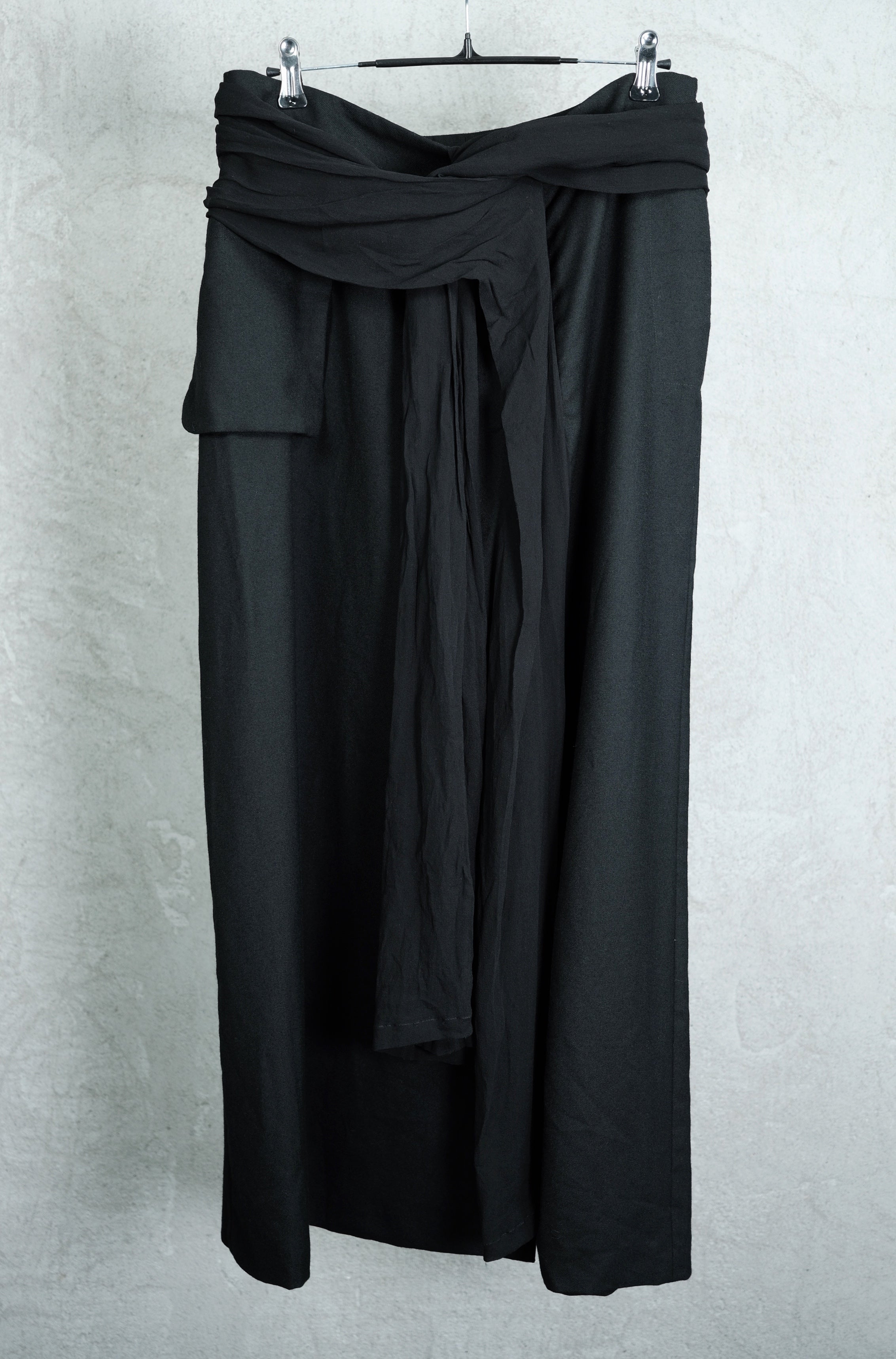 Yohji Yamamoto Wool Skirt with Integrated Silk Scarf