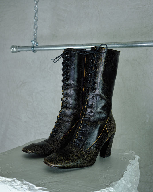 Archival Miu Miu lace-up boots from the early 2000s