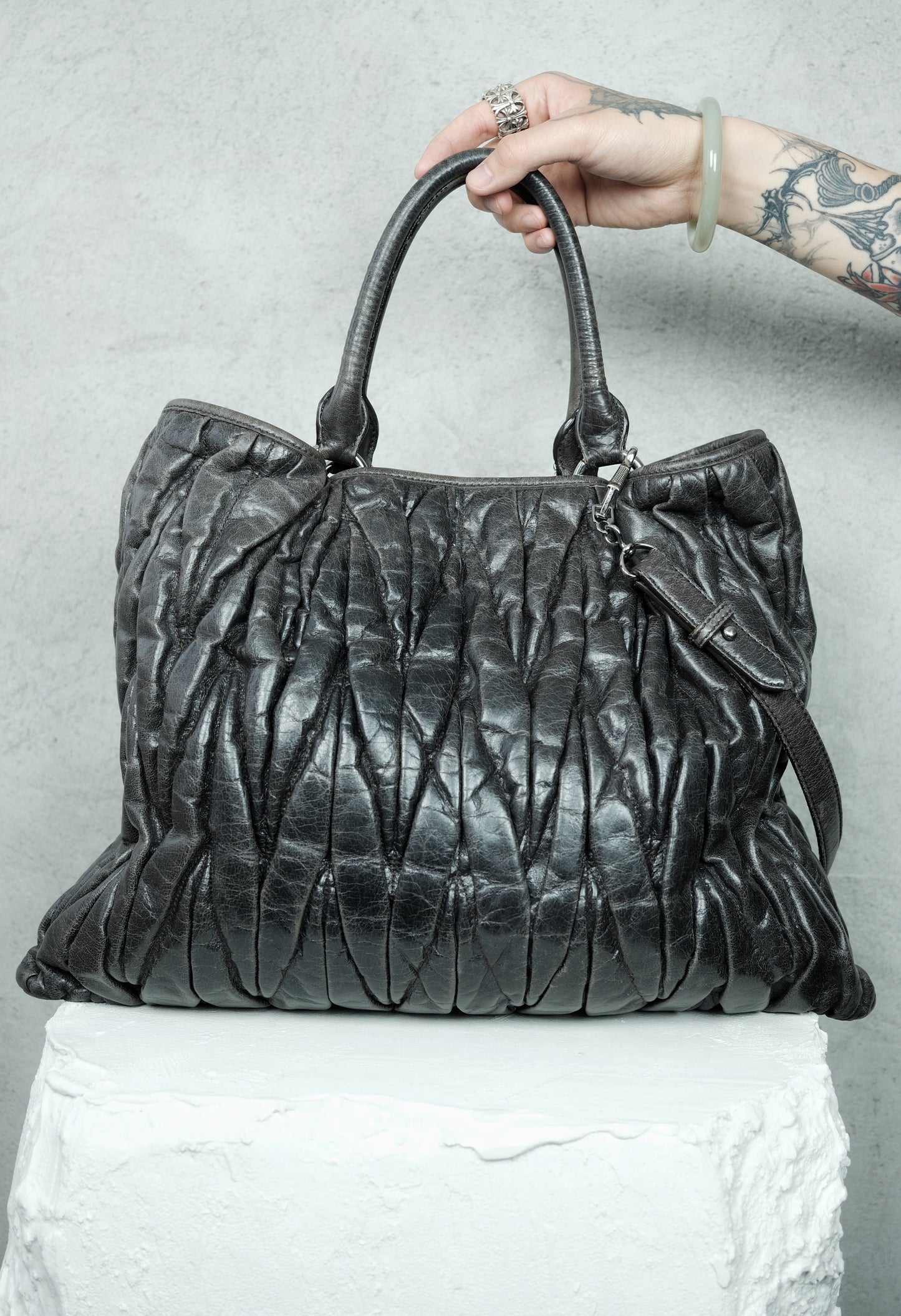 Miu Miu Matelassé Leather Tote Bag