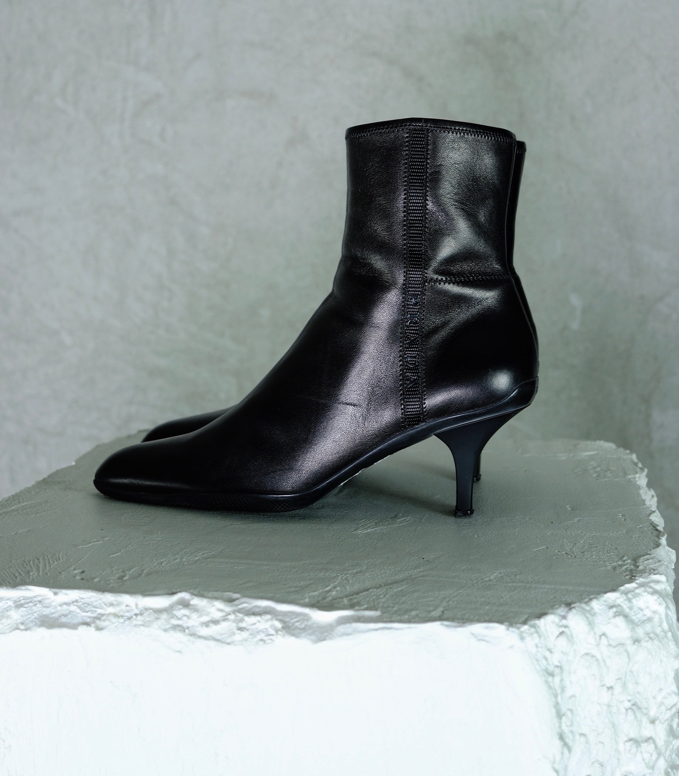 Prada Mid-Height Stiletto Heel Leather Boots (Early 2000s)