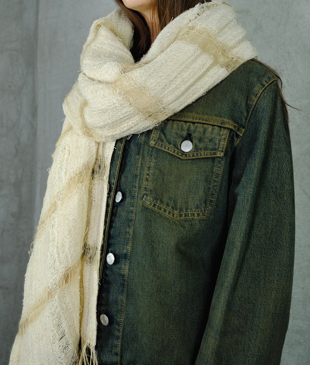 Issey Miyake Vintage Woven Scarf – Light Beige