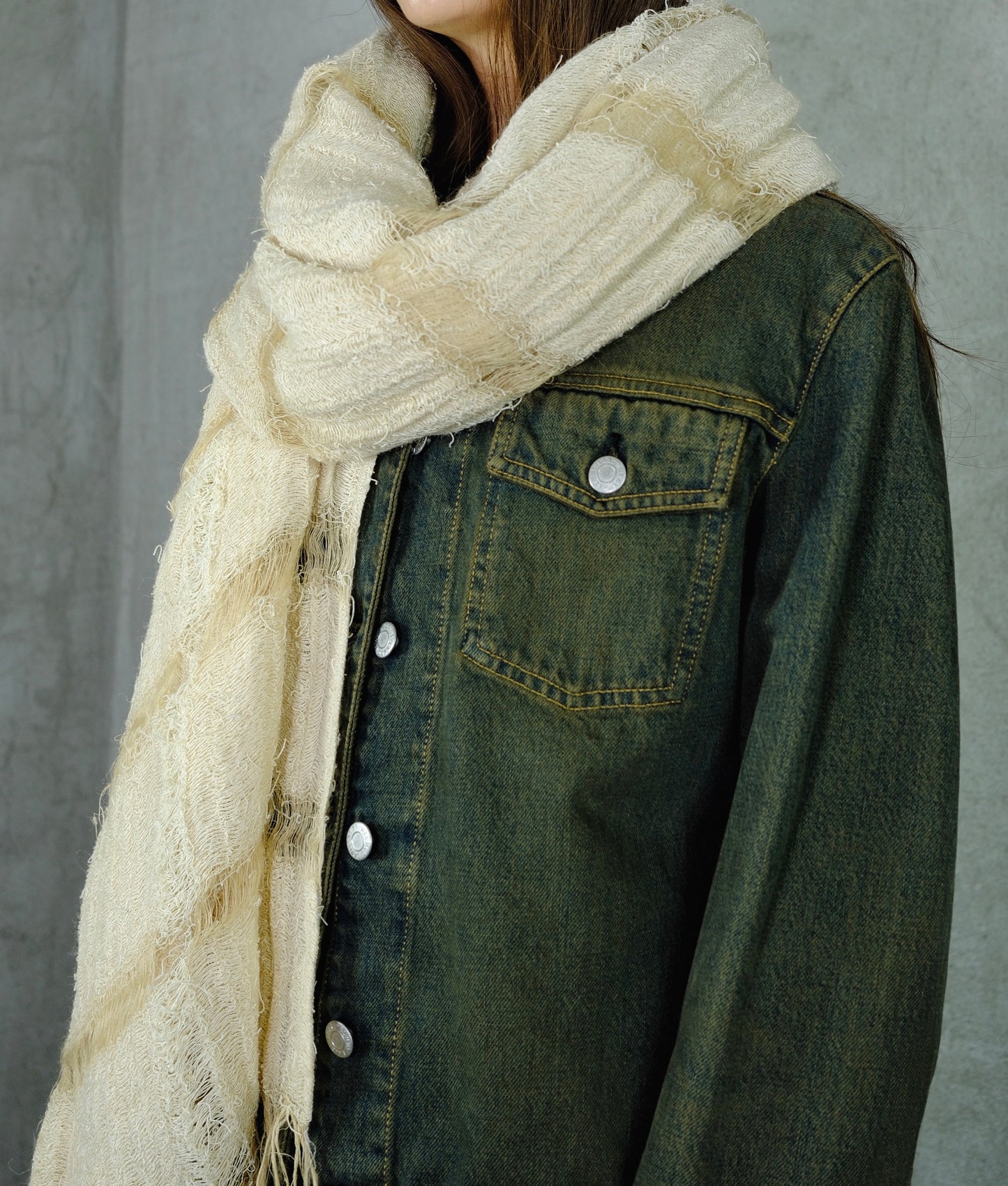 Issey Miyake Vintage Woven Scarf – Light Beige