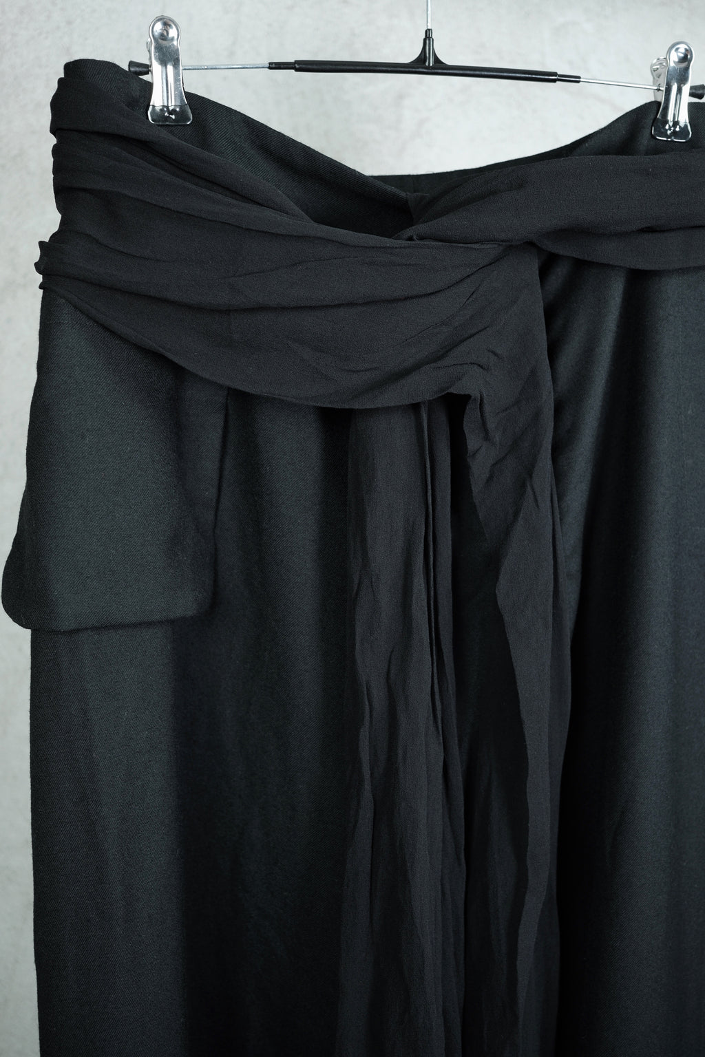 Yohji Yamamoto Wool Skirt with Integrated Silk Scarf