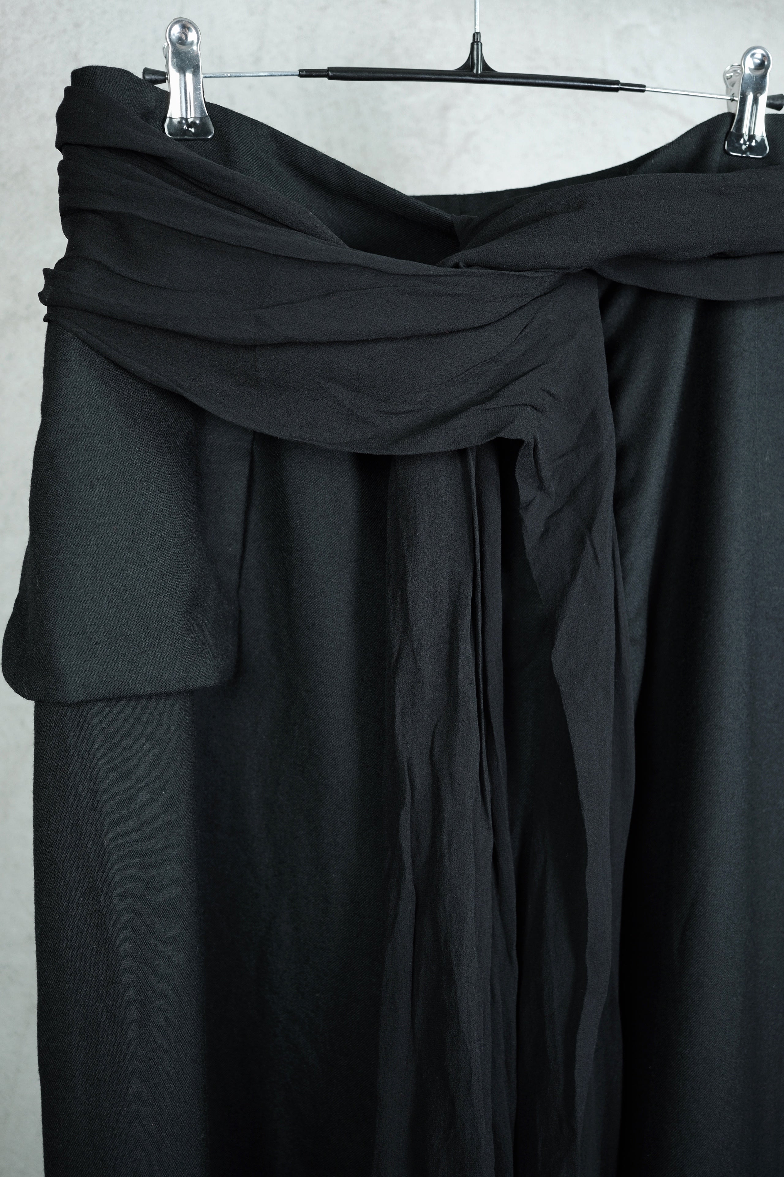 Yohji Yamamoto Wool Skirt with Integrated Silk Scarf