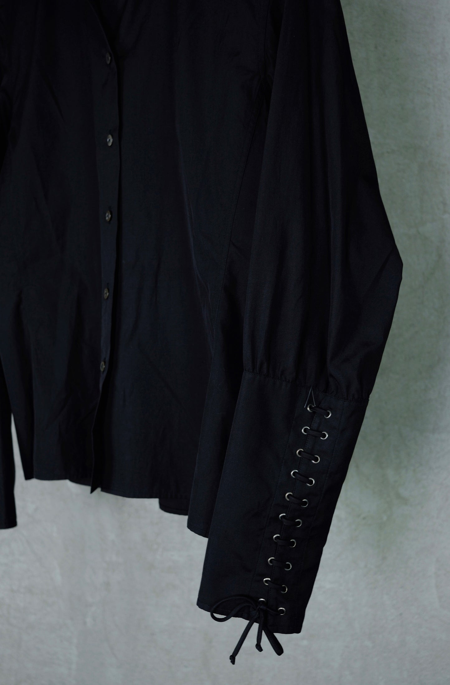 Yves Saint Laurent Rive Gauche Black Lace-Detail Shirt