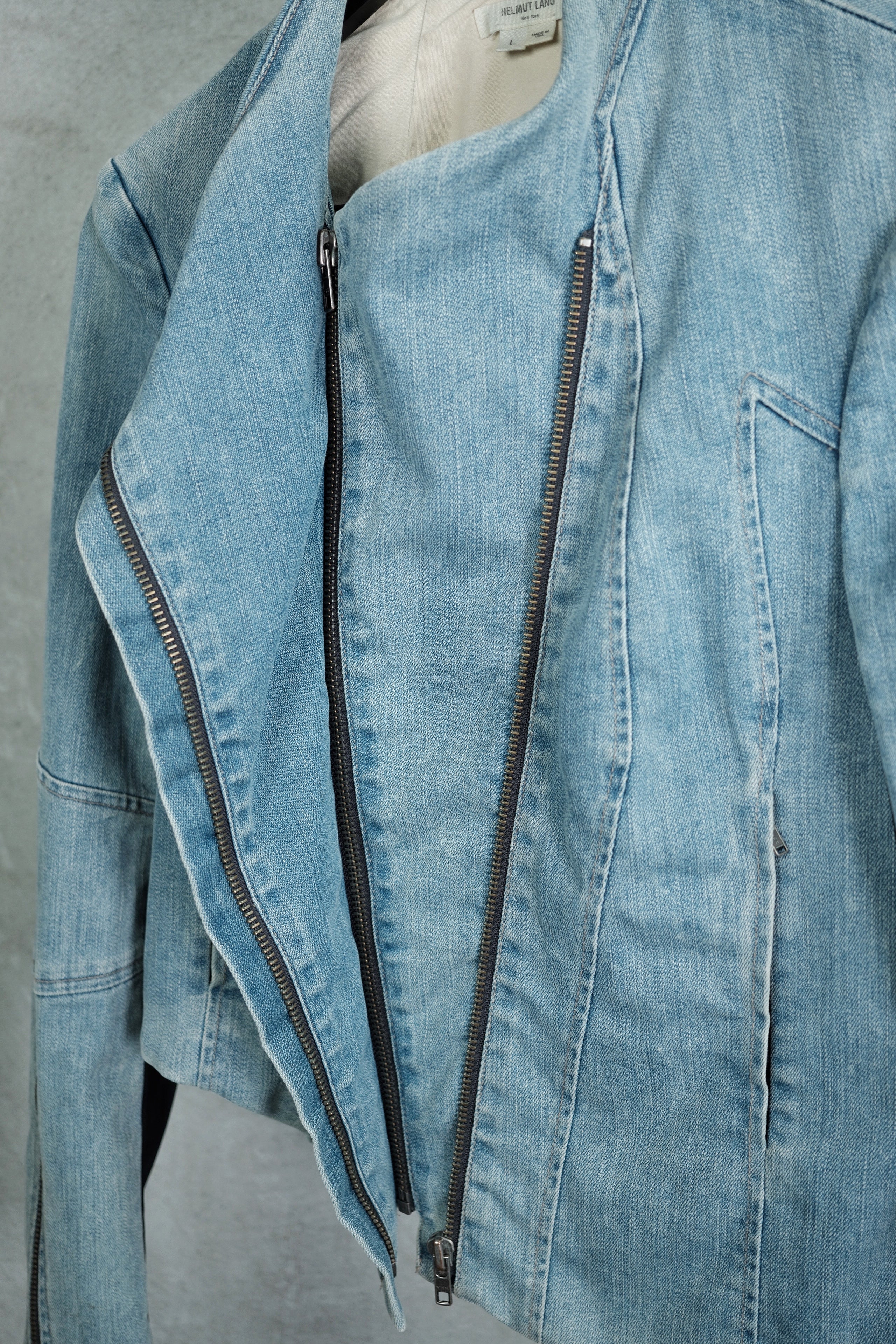 Helmut Lang Double-Zipped Asymmetrical Denim Jacket