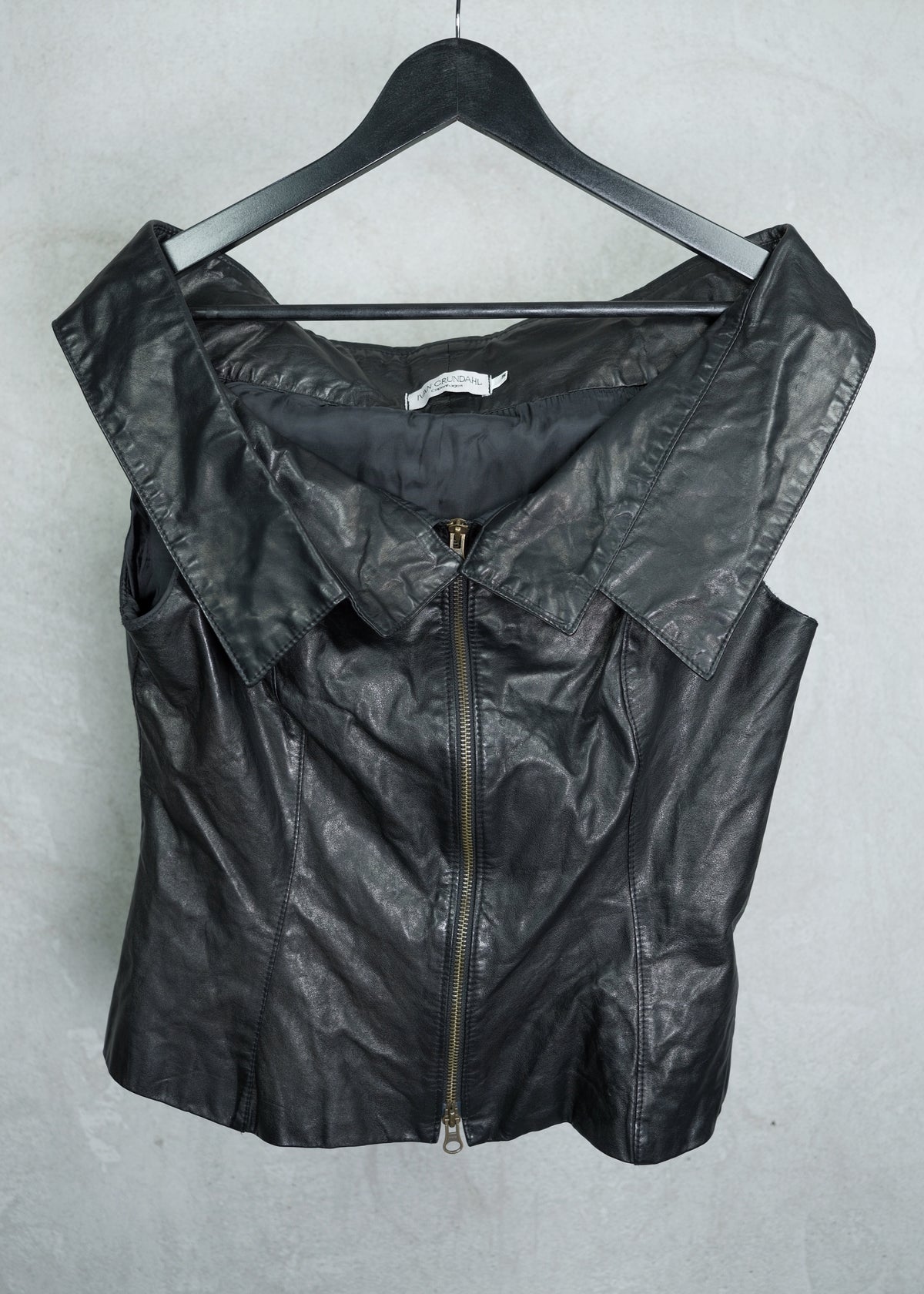 Ivan Grundahl Oversized Collar Calf Leather Vest
