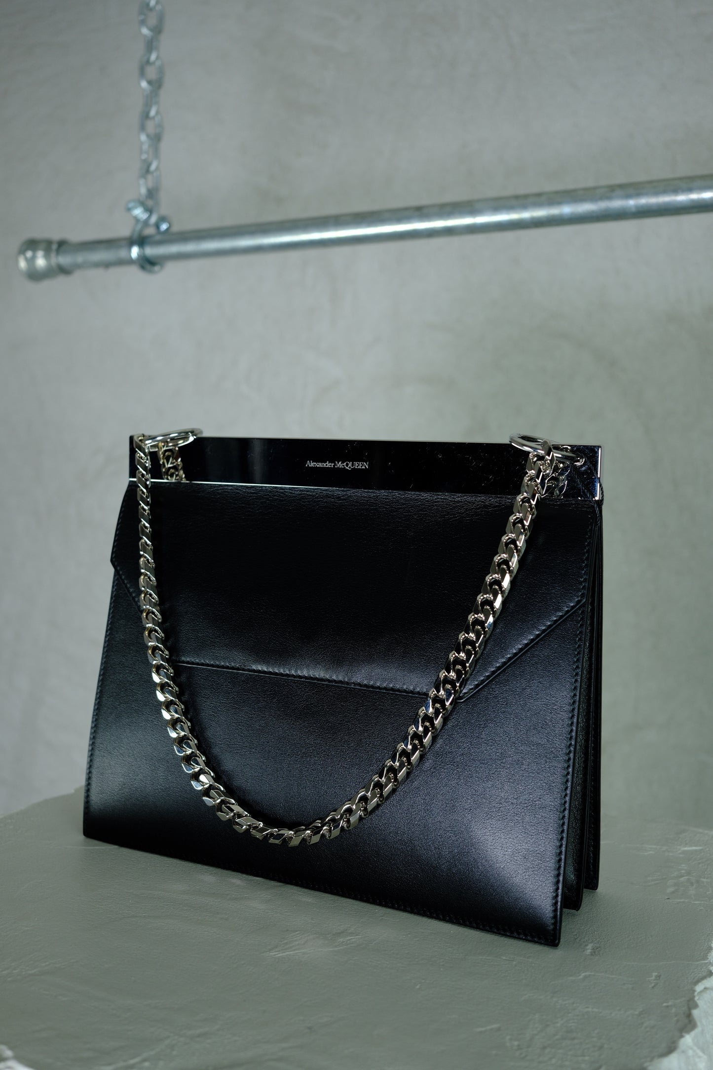 Alexander McQueen Black Leather Chain Bag