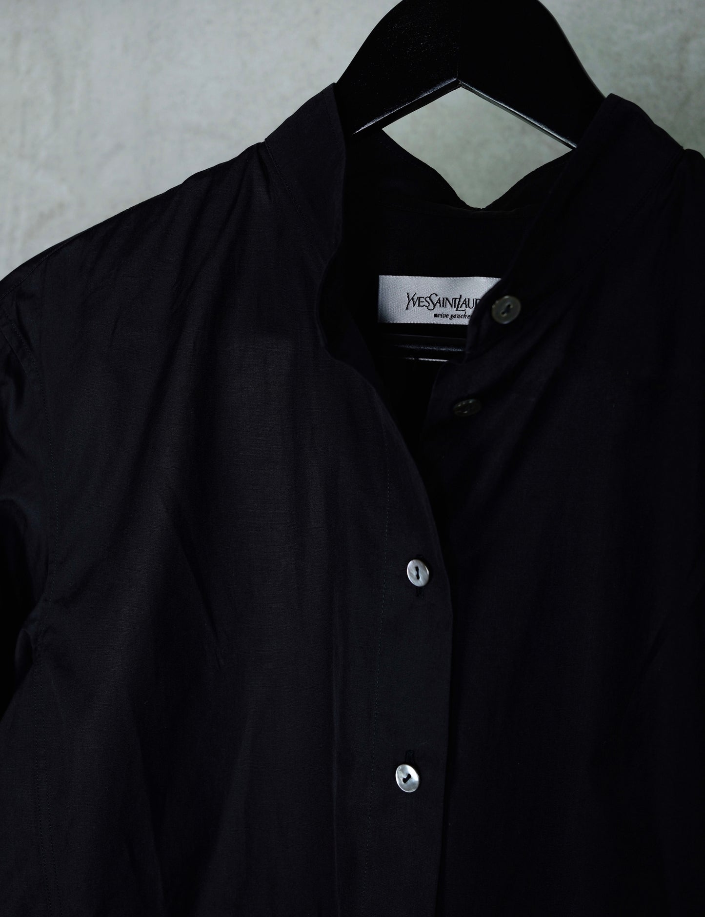 Yves Saint Laurent Rive Gauche Black Lace-Detail Shirt