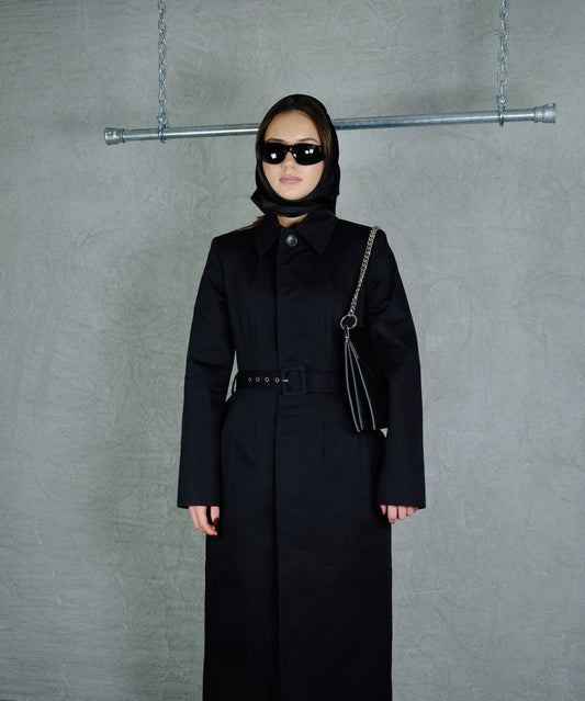 BALENCIAGA Black Belted Coat
