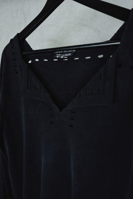 Issey Miyake Structured Long-sleeve Top with Cut-out perforated Detailing