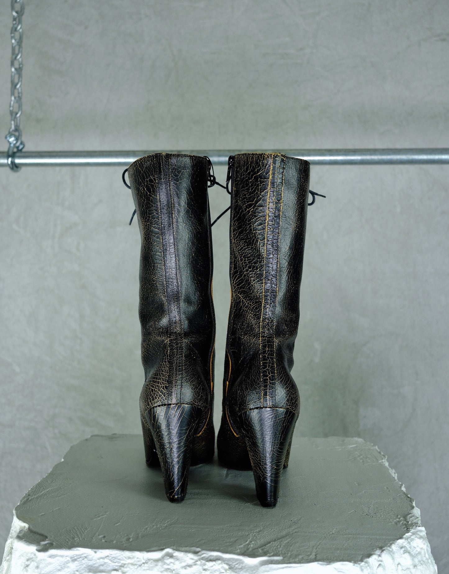 Archival Miu Miu lace-up boots from the early 2000s