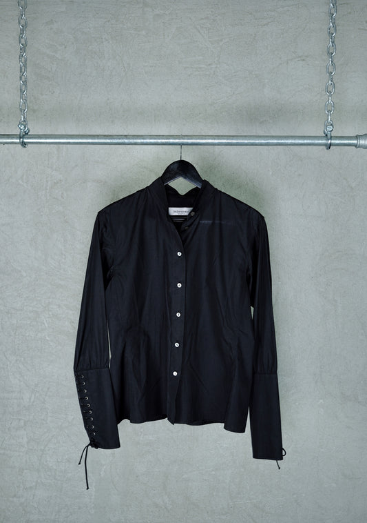 Yves Saint Laurent Rive Gauche Black Lace-Detail Shirt (Hedi Slimane Era, 2000)