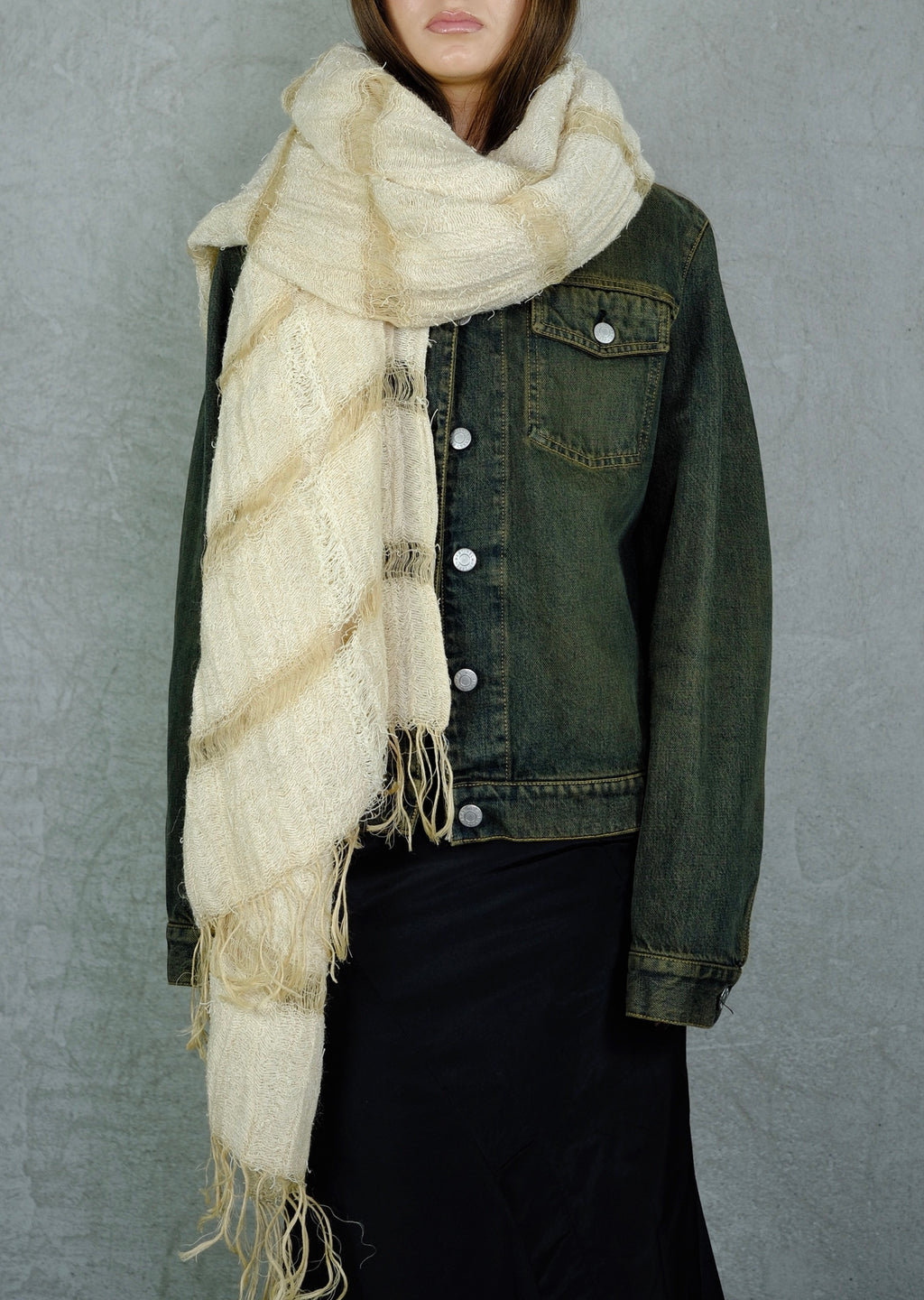 Issey Miyake Vintage Woven Scarf – Light Beige