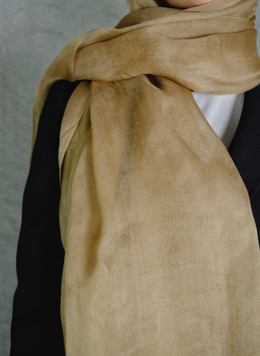 Issey Miyake Silk Scarf – Light Brown Made in Japan (1990s)