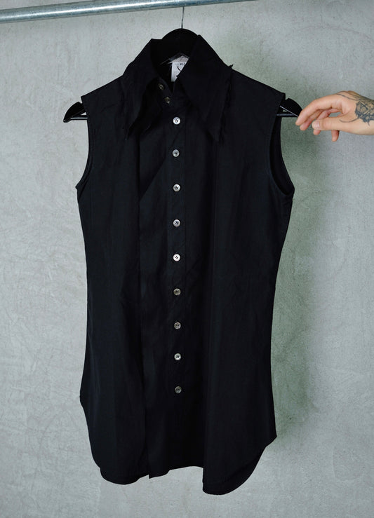 Yohji Yamamoto Black Sleeveless Shirt from Spring/Summer 2000s