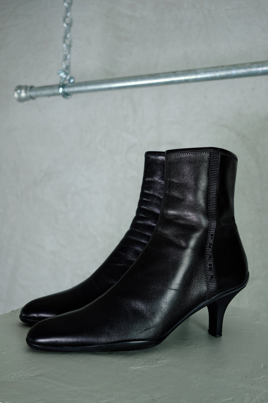 Prada Mid-Height Stiletto Heel Leather Boots (Early 2000s)