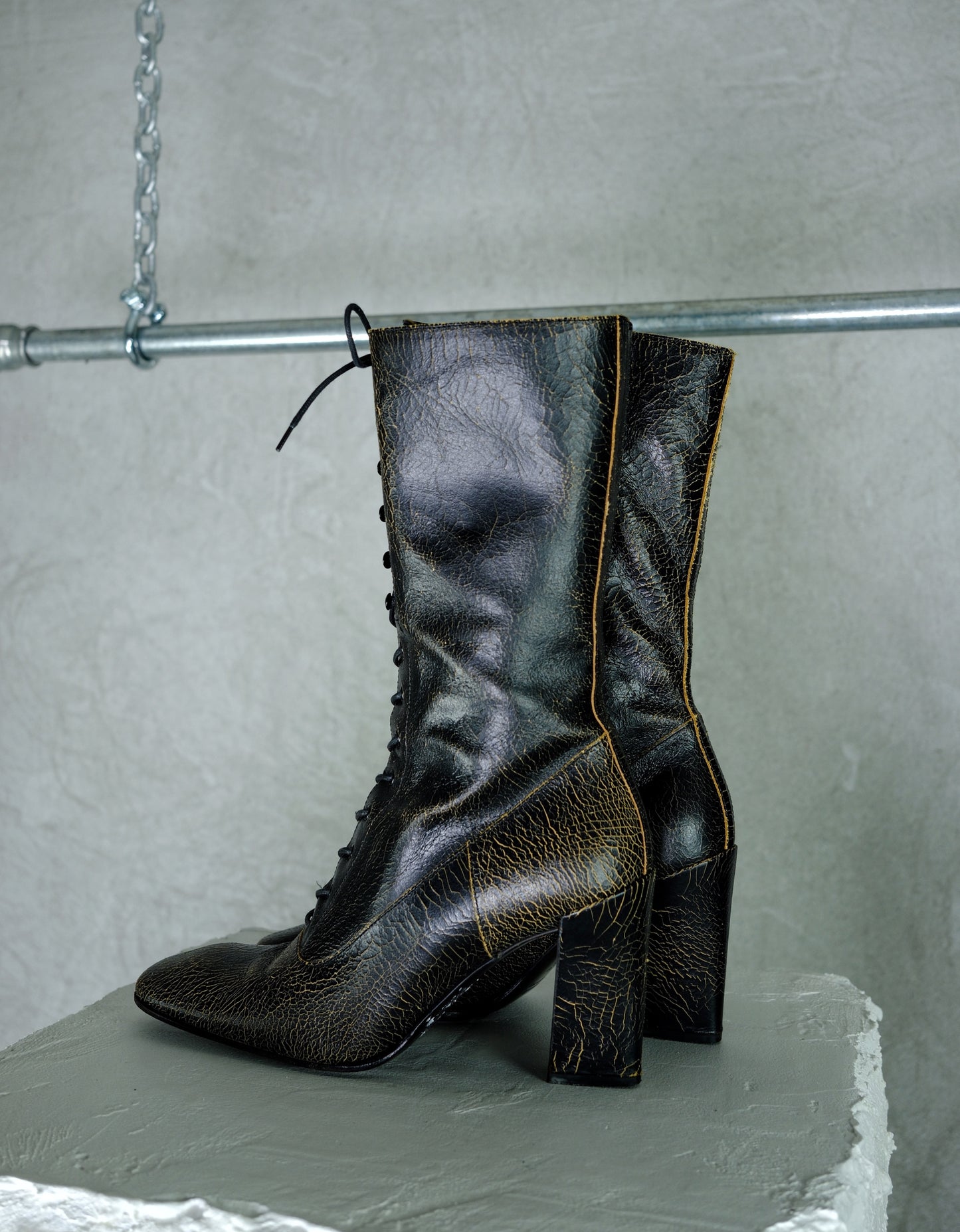 Archival Miu Miu lace-up boots from the early 2000s