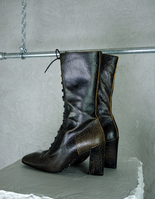 Archival Miu Miu lace-up boots from the early 2000s