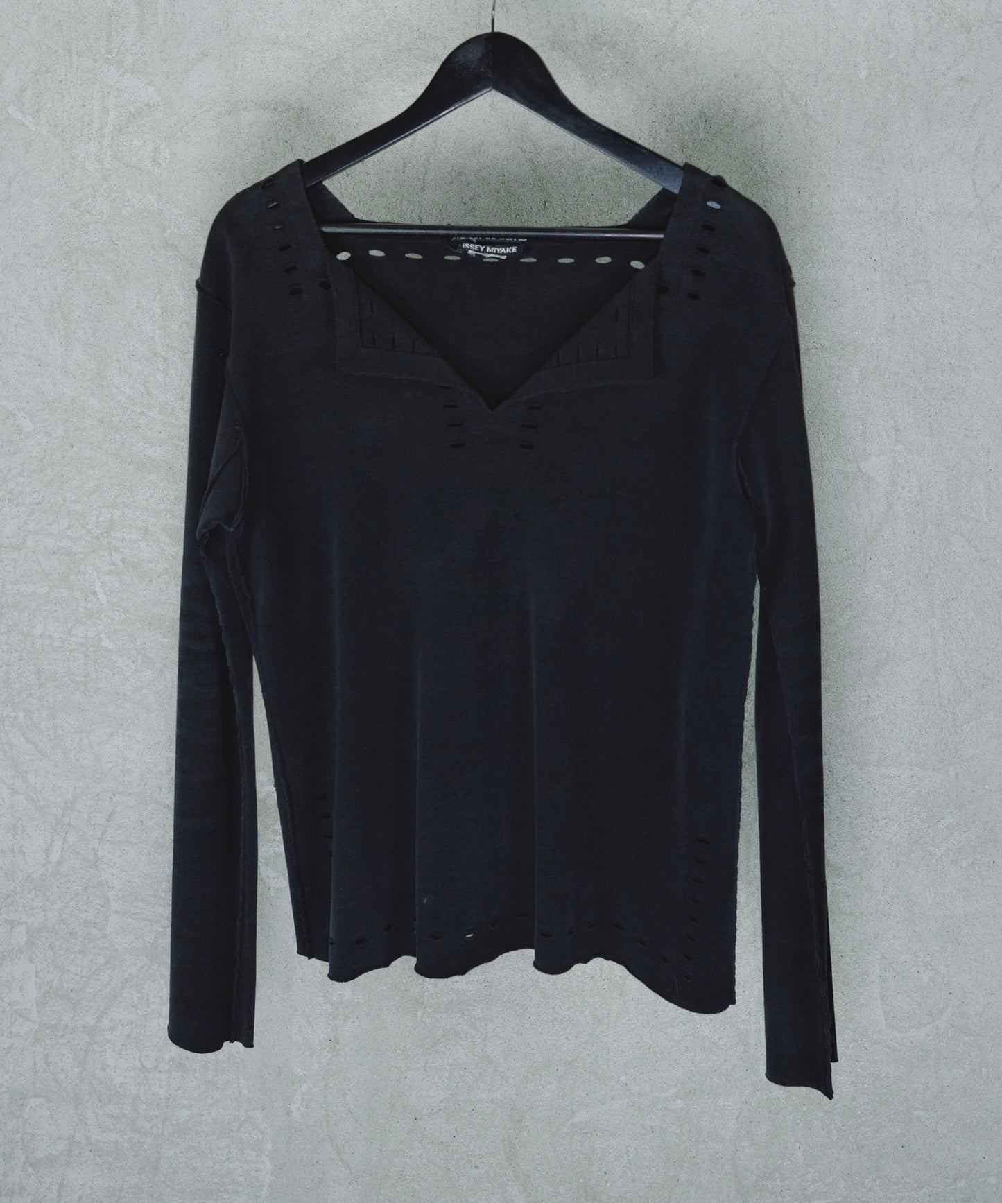 Issey Miyake Structured Long-sleeve Top with Cut-out perforated Detailing
