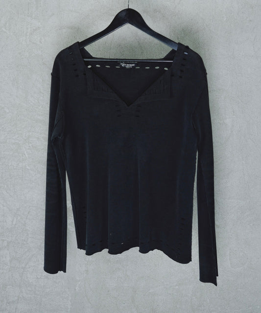 Issey Miyake Structured Long-sleeve Top with Cut-out perforated Detailing