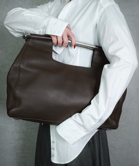 Prada Vitello Daino Metal Bar Top Handle Bag