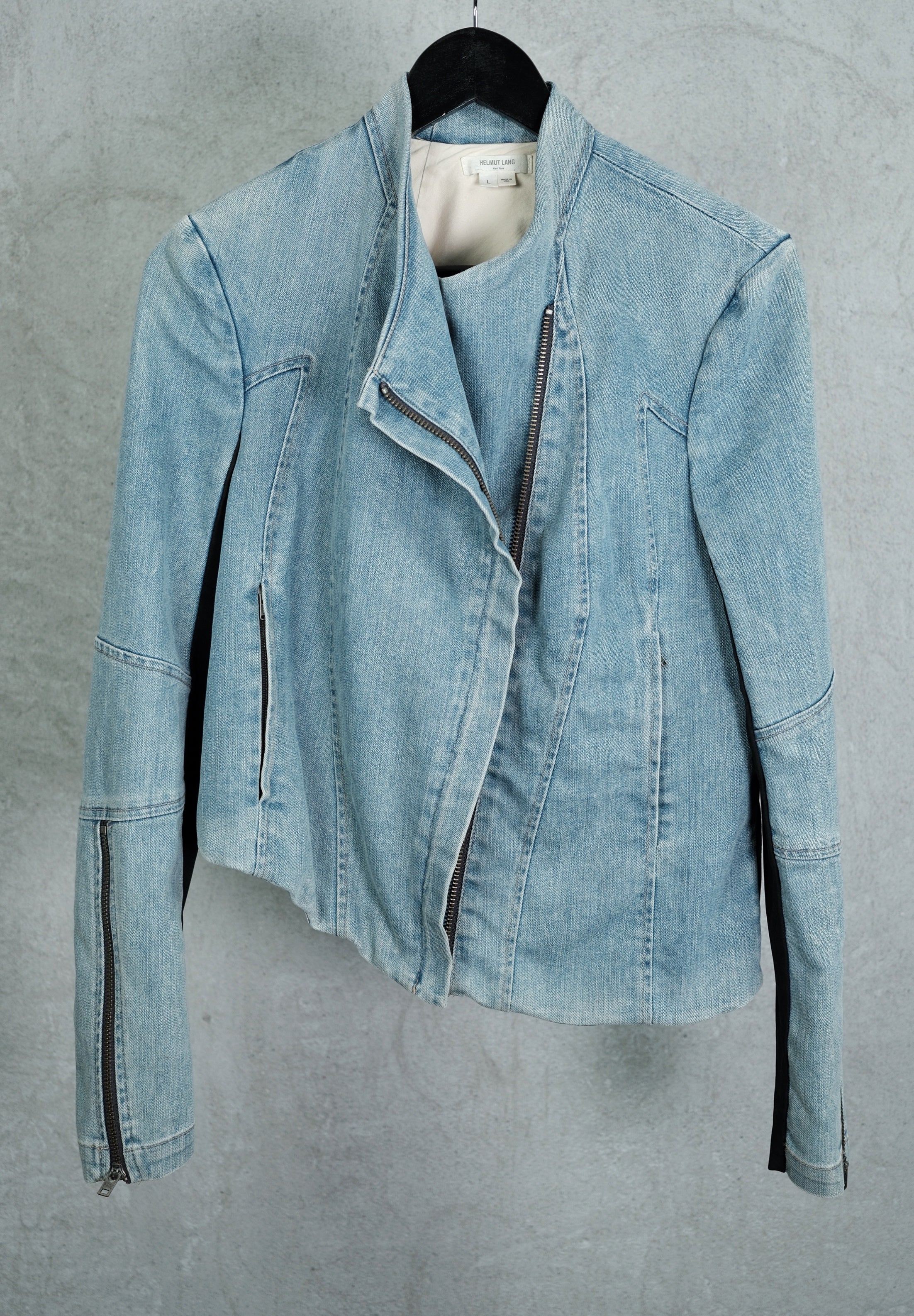 Helmut Lang Double-Zipped Asymmetrical Denim Jacket – Vellum Archive