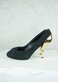 Giuseppe Zanotti Sculptural Gold Heel Suede Pumps