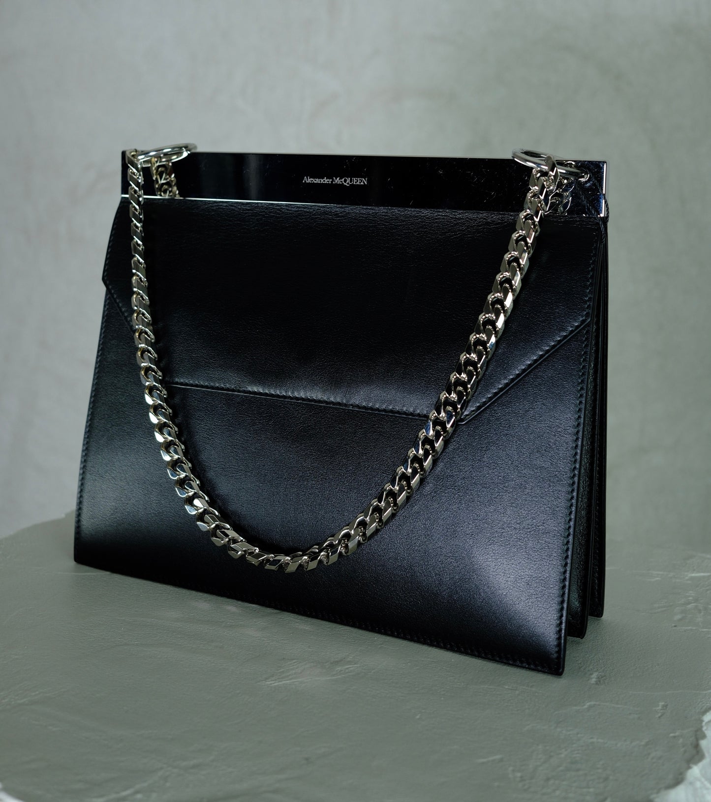Alexander McQueen Black Leather Chain Bag
