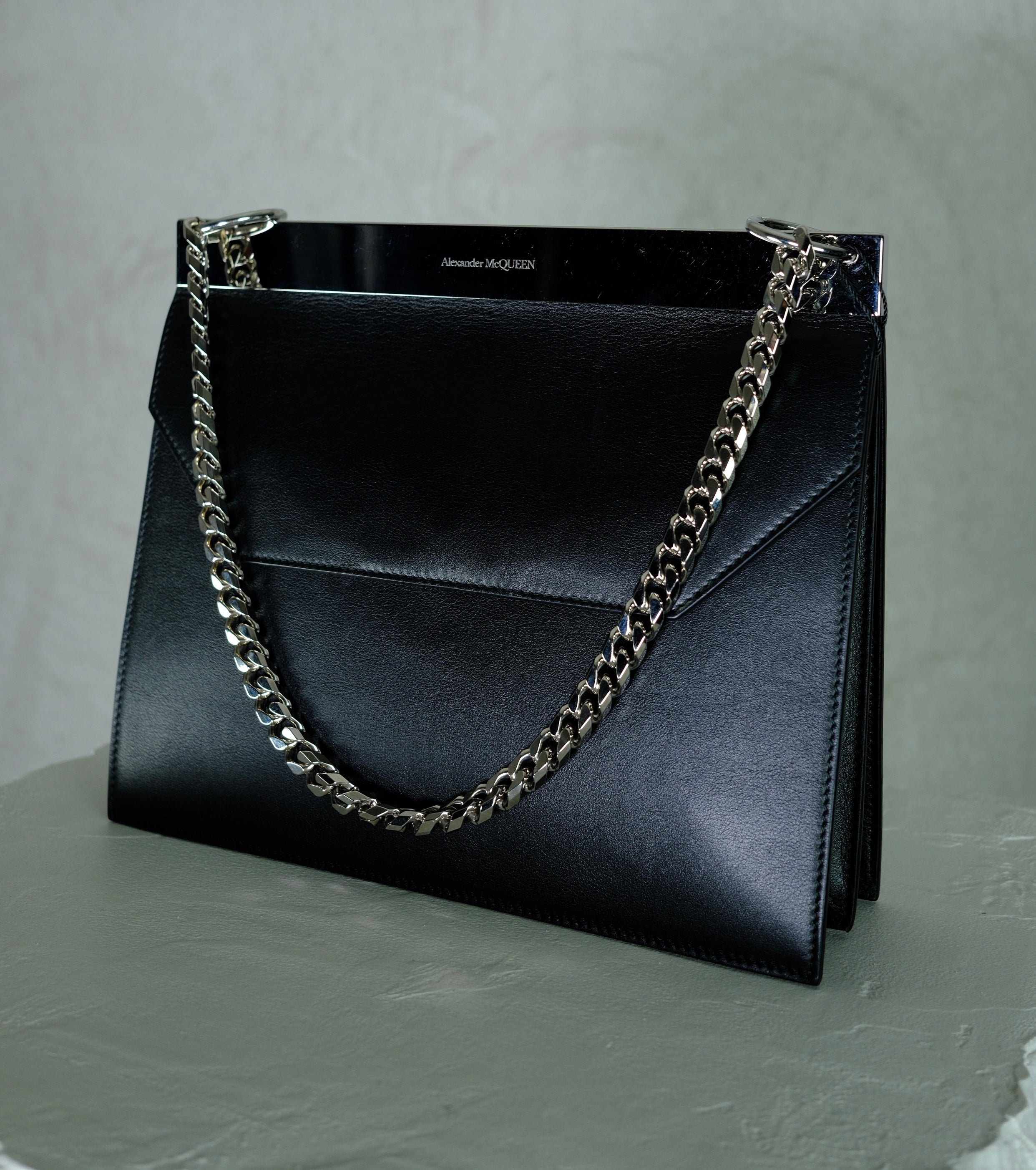 Alexander McQueen Black Leather Chain Bag