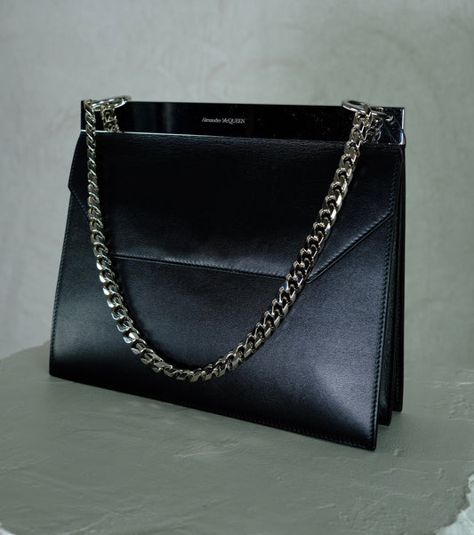 Alexander McQueen Black Leather Chain Bag