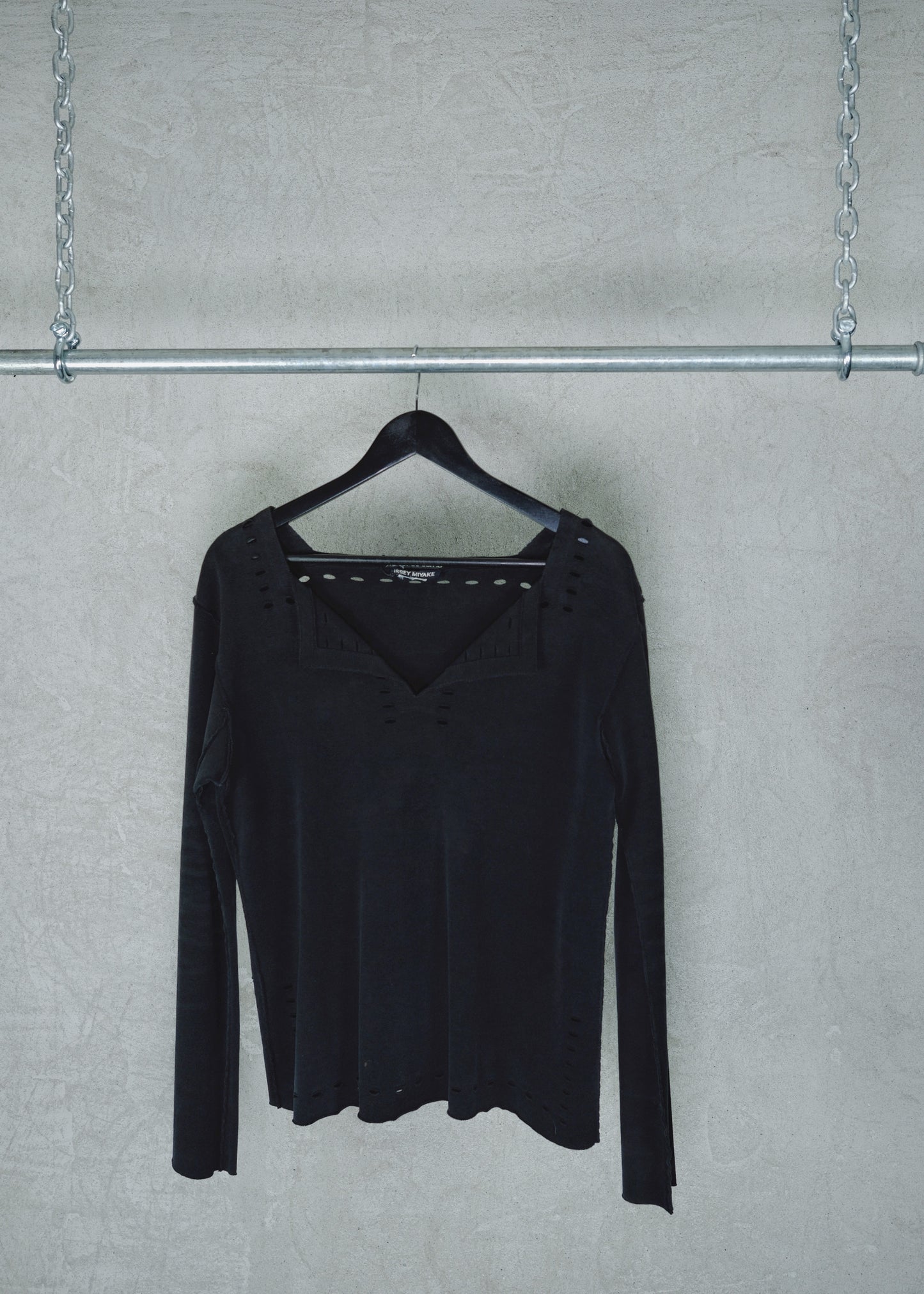 Issey Miyake Structured Long-sleeve Top with Cut-out perforated Detailing