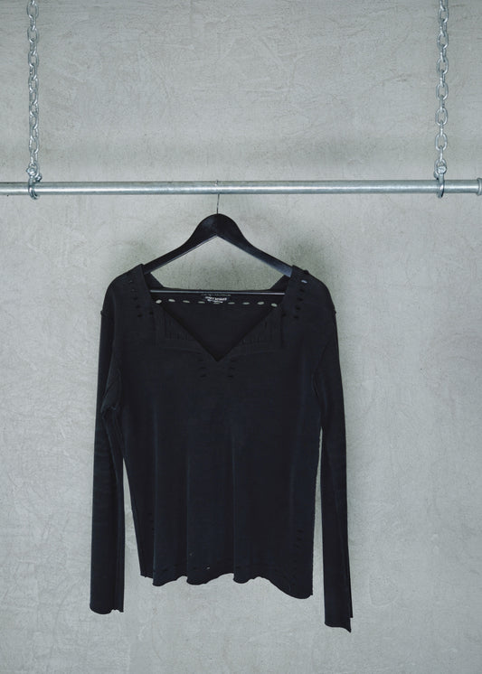 Issey Miyake Structured Long-sleeve Top with Cut-out perforated Detailing