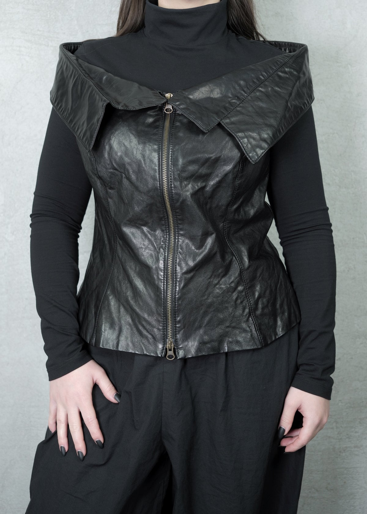 Ivan Grundahl Oversized Collar Calf Leather Vest