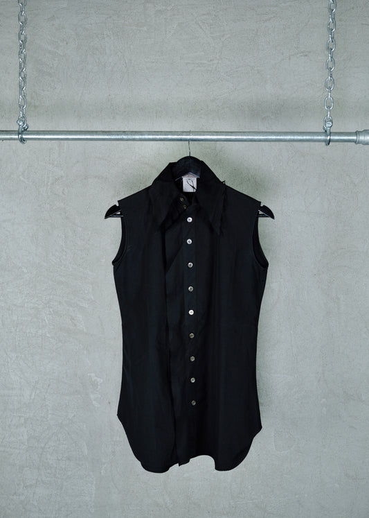 Yohji Yamamoto Black Sleeveless Shirt from Spring/Summer 2000s