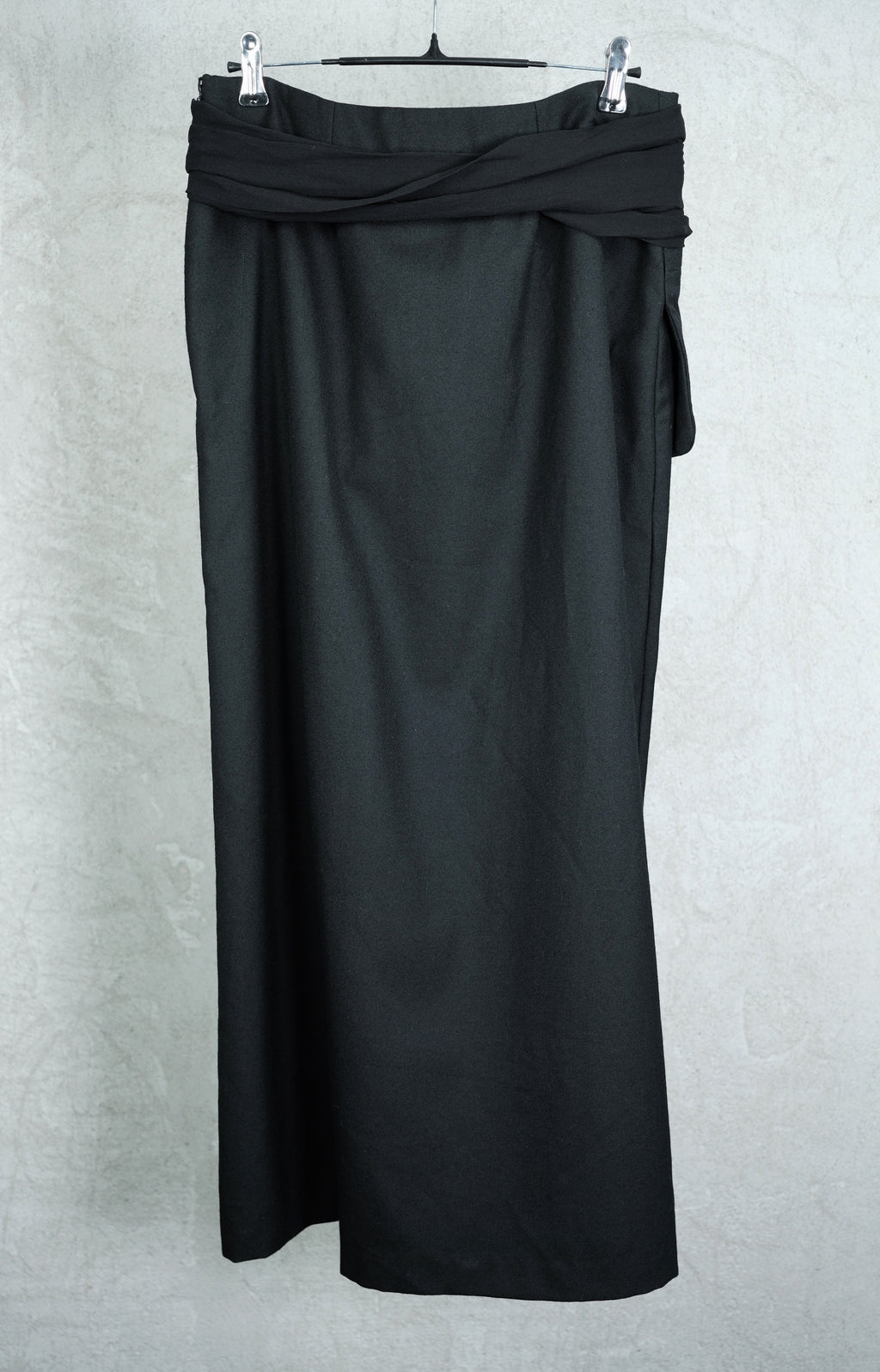 Yohji Yamamoto Wool Skirt with Integrated Silk Scarf