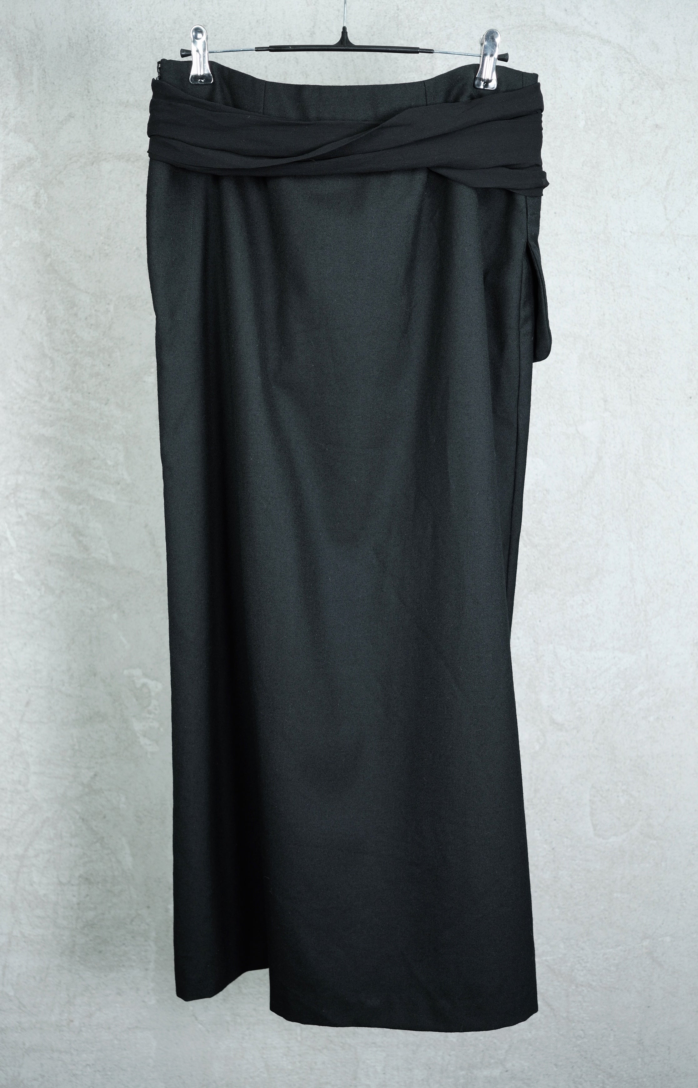 Yohji Yamamoto Wool Skirt with Integrated Silk Scarf