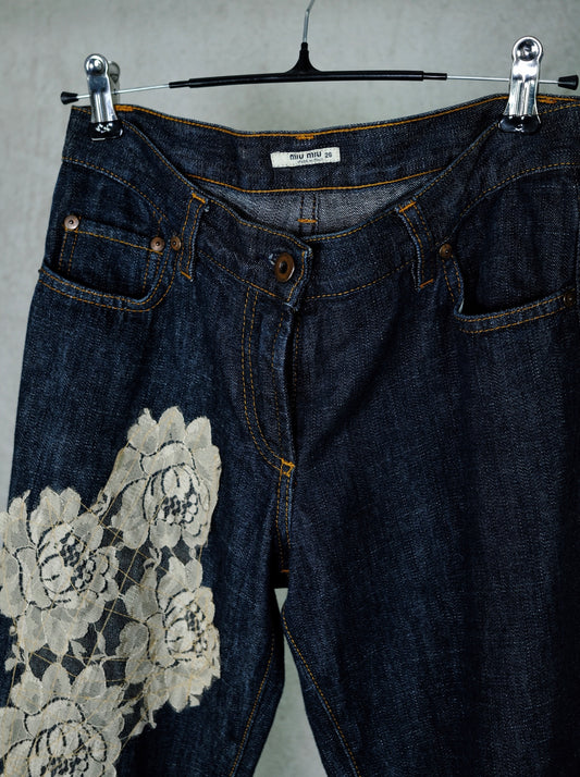 Miu Miu Archival Lace-Appliqué Denim (circa 1999–2002)